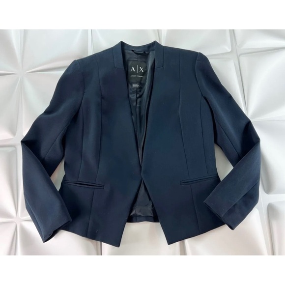 Armani Exchange A/X Sz 8 Navy Blue Blazer Suit Angler Riding Jacket - Picture 1 of 9
